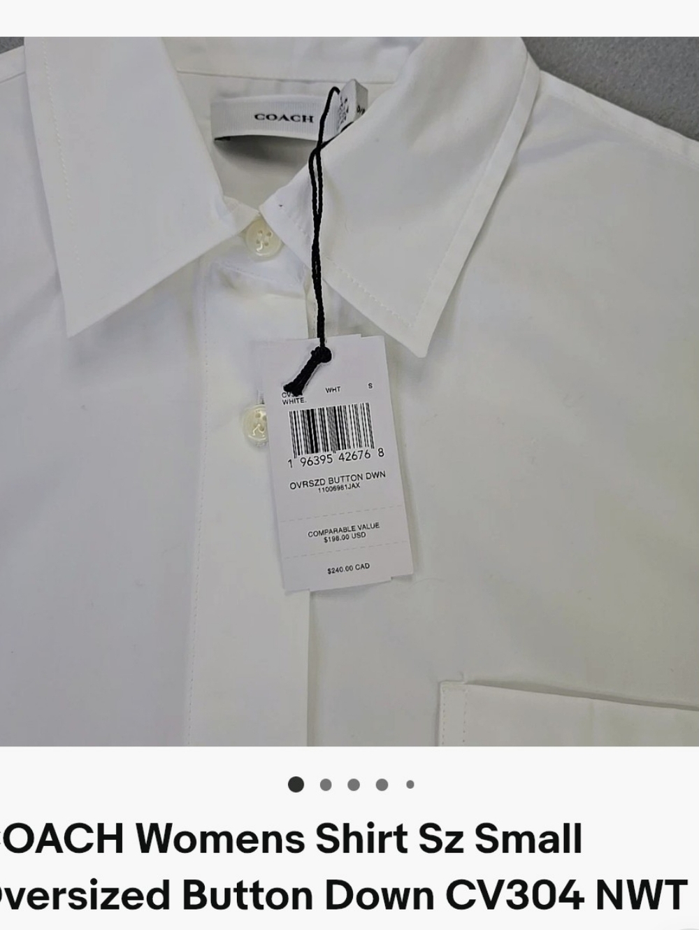 Coach Woman's White Casual Button-Down Shirt